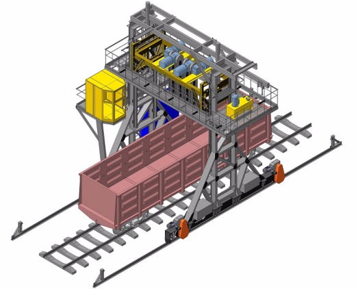 Резательный комплекс для выгрузки смерзшегося сыпучего груза из ж/д полувагонов СМРК 63–140 -4М / 5М 