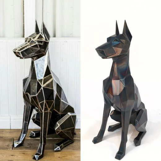 Полигональная скульптура "Доберман"